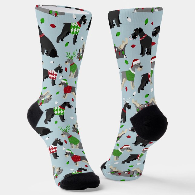 Christmas Schnauzer Socks (Angled)