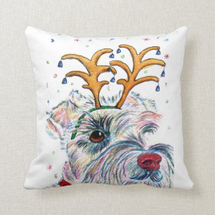 Christmas Schnauzer Throw Pillow