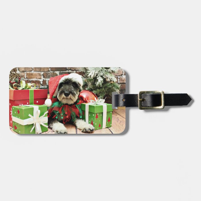 Christmas   Schnauzer   Tom Dooley Tag For Luggage