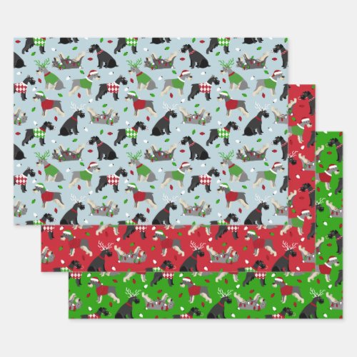 Christmas Schnauzer Wrapping Paper Sheets