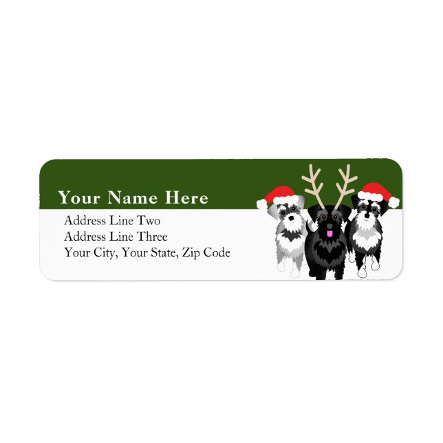 Christmas Schnauzers in Santa Hats Label (Front)
