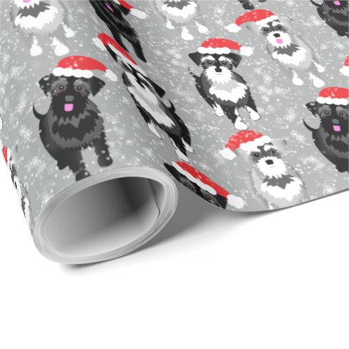 Christmas Schnauzers Playing in the Snow Wrapping Paper