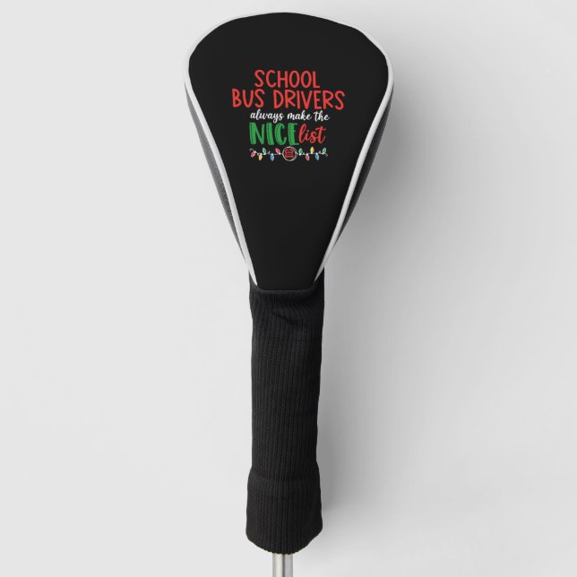 Christmas school bus driver, schoolbus golf head cover (Front)