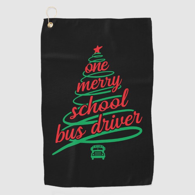 Christmas school bus driver, schoolbus golf towel (Front)