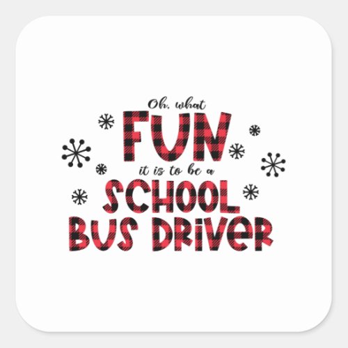 Christmas school bus driver schoolbus square sticker