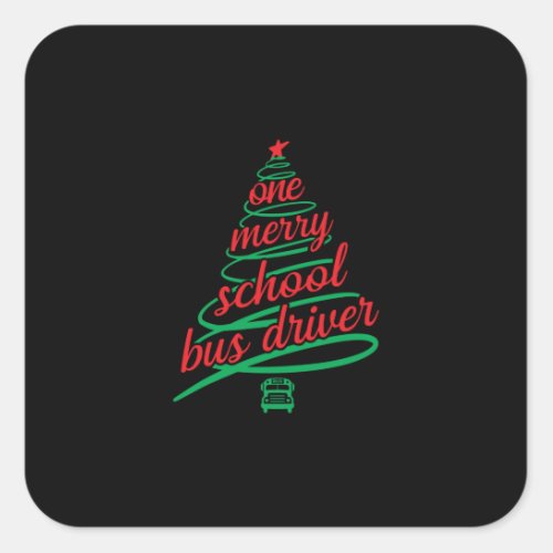 Christmas school bus driver schoolbus square sticker