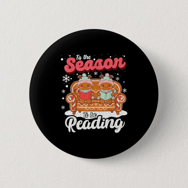 Christmas School Teacher Retro Librarian Groovy Xm Button (Front)
