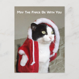 Christmas Sci-Fi Parody Cat Funny Post Card Funny
