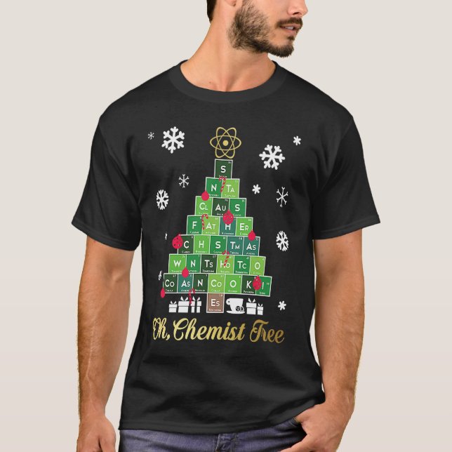 Christmas Science Chemist Tree Periodic Table Xmas T-Shirt (Front)