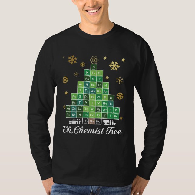 Christmas Science Chemist Tree Periodic Table Xmas T-Shirt (Front)