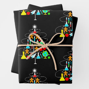 Christmas Science Teacher Tree Chemistry School Wrapping Paper Sheets