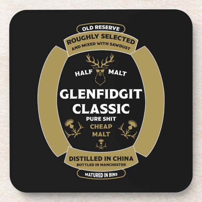 Christmas Scotch Whiskey Label Beverage Coaster (Front)