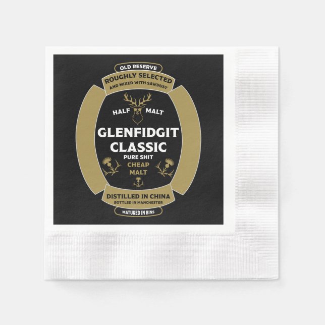 Christmas Scotch Whiskey Label Napkins (Front)