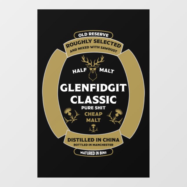 Christmas Scotch Whiskey Label Window Cling (Sheet)