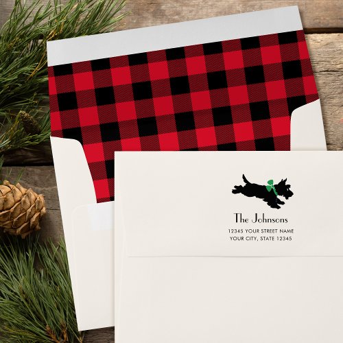 Christmas Scottie Dog Buffalo Plaid Red Envelope