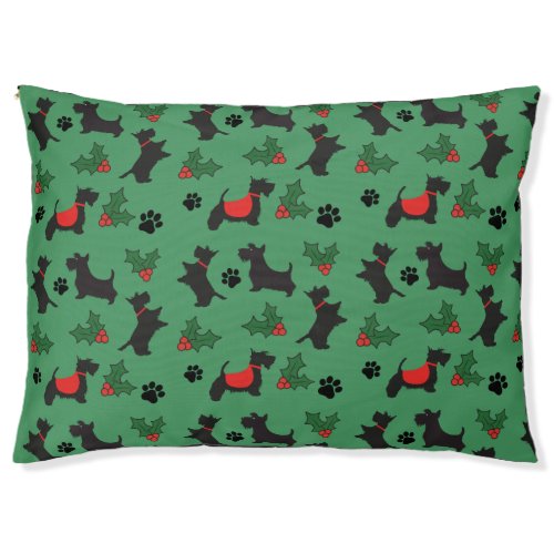 Christmas Scottie Dog Holiday Decor Pet Bed