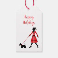 Christmas Scottie Dog Tartan Plaid Dog Walker Gift Tags Zazzle
