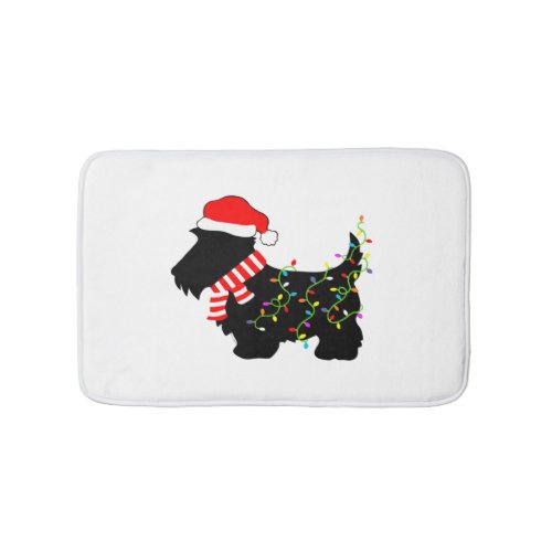 Christmas Scottie Dog With Lights  Bath Mat