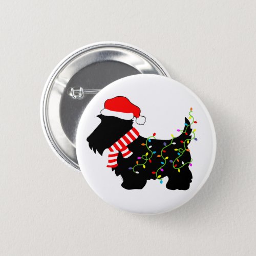 Christmas Scottie Dog With Lights Button