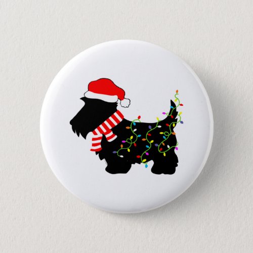 Christmas Scottie Dog With Lights  Button