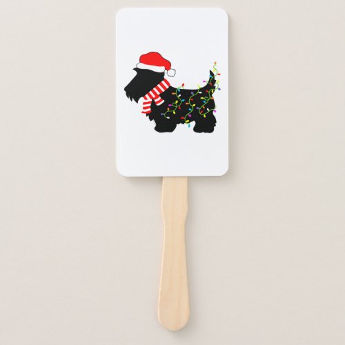Christmas Scottie Dog With Lights  Hand Fan
