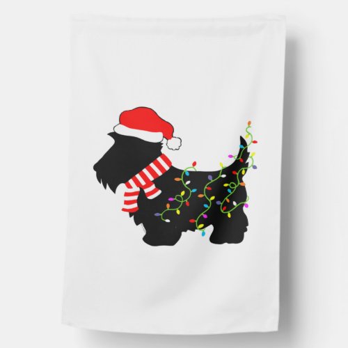 Christmas Scottie Dog With Lights  House Flag