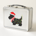 Christmas Scottie Dog With Lights  Metal Lunch Box