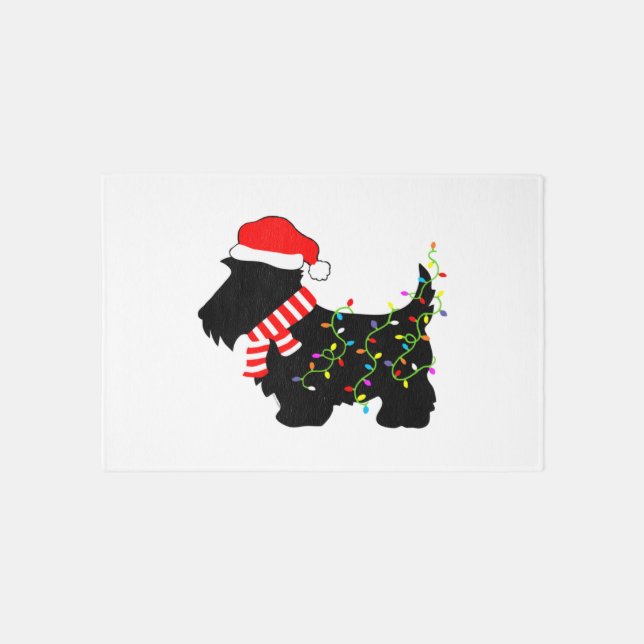 Christmas Scottie Dog With Lights  Rug (Front)