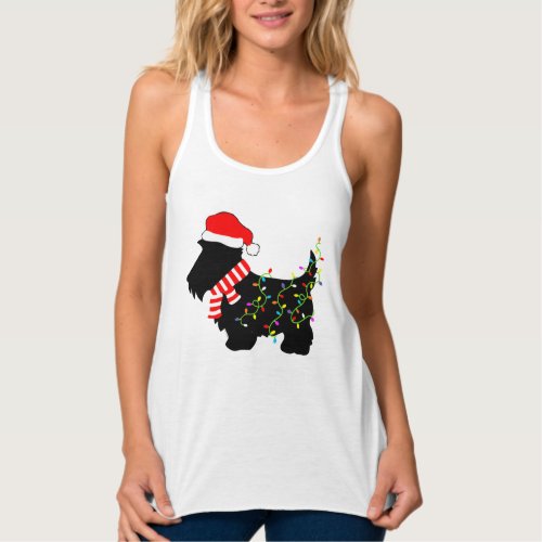 Christmas Scottie Dog With Lights  Tank Top