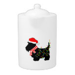Christmas Scottie Dog With Lights  Teapot