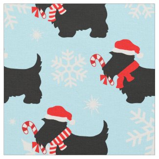 Christmas Scottie Dogs Pattern Fabric