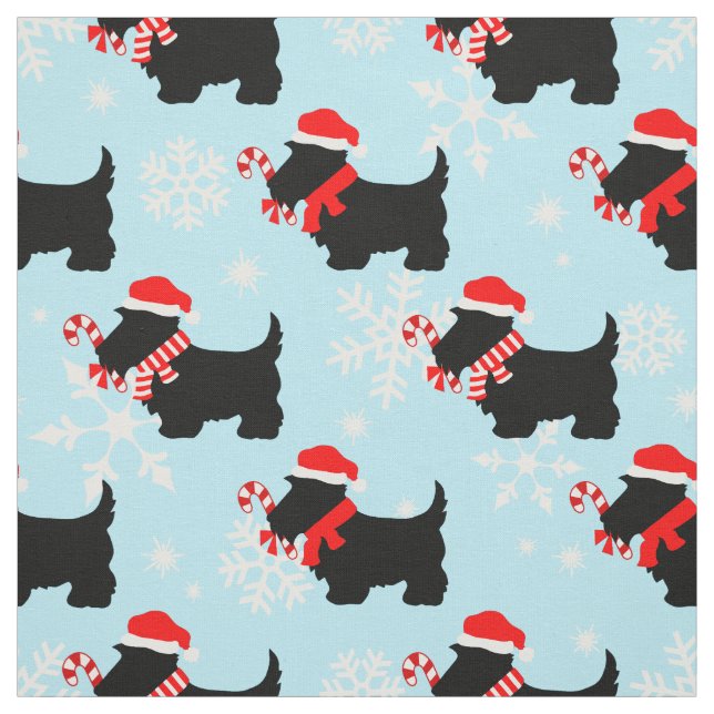 Christmas Scottie Dogs Pattern Fabric (Swatch)