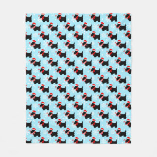 Christmas Scottie Dogs Pattern Fleece Blanket