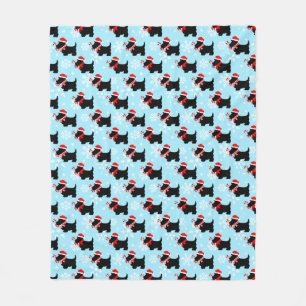 Christmas Scottie Dogs Pattern Fleece Blanket