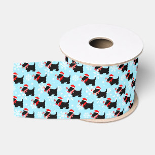 Christmas Scottie Dogs Pattern Grosgrain Ribbon