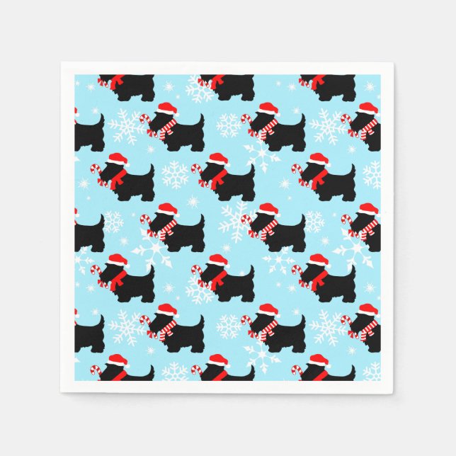 Christmas Scottie Dogs Pattern Napkins (Front)