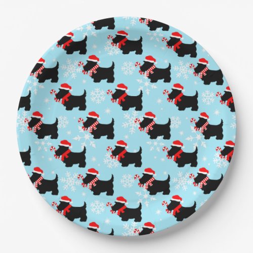 Christmas Scottie Dogs Pattern Paper Plates