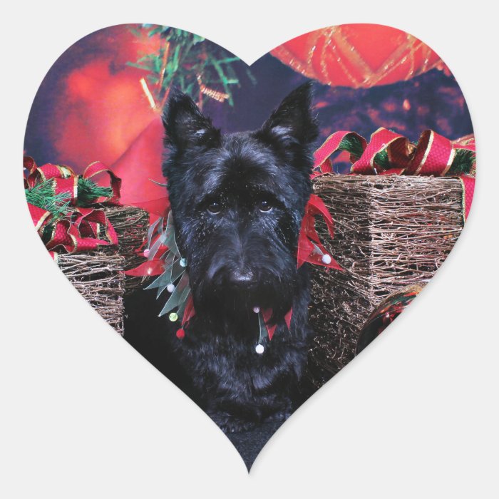 Christmas   Scottie   Paisley Heart Sticker