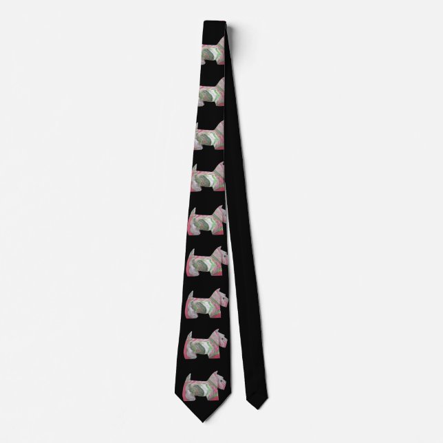 Christmas Scottie Terrier Tie (Front)