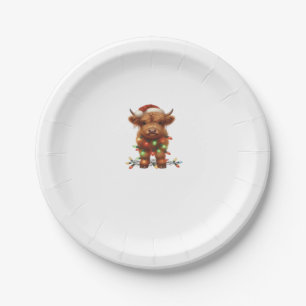 Christmas Scottish Highland Cow Classic T-Shirt Paper Plates