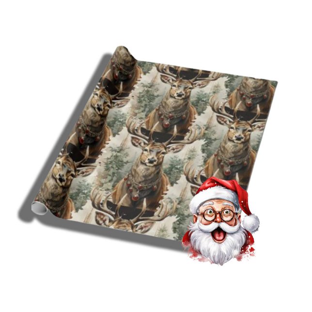 Christmas Scottish Reindeer Wrapping Paper (Merry Christmas)