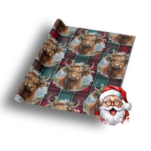 Christmas Scottish Tartan denim blue Highlander Wrapping Paper