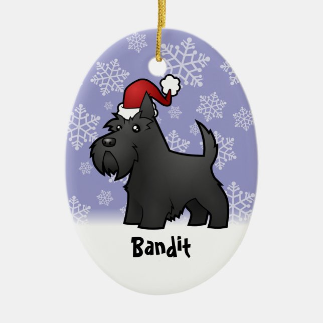Christmas Scottish Terrier (add your pets name) Ceramic Ornament (Front)