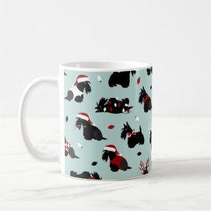 Christmas Scottish Terrier Blue Coffee Mug