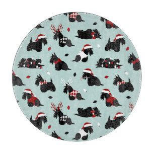 Christmas Scottish Terrier Blue Cutting Board