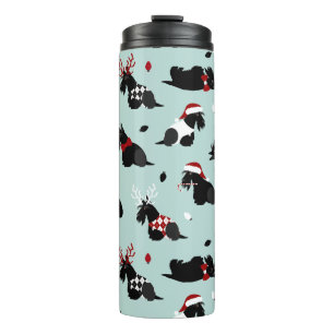 Christmas Scottish Terrier Blue Thermal Tumbler