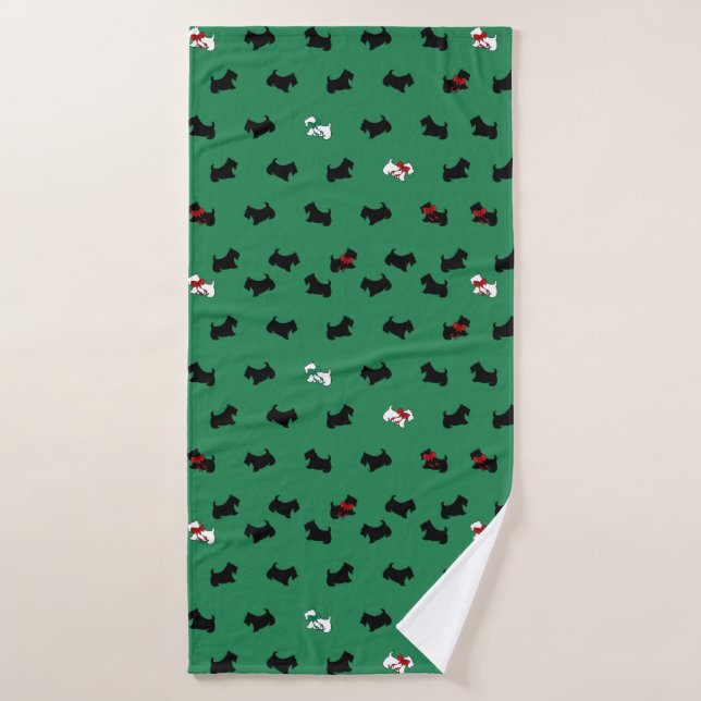 Christmas Scottish Terrier Large Bath Towel (Bath Towel)