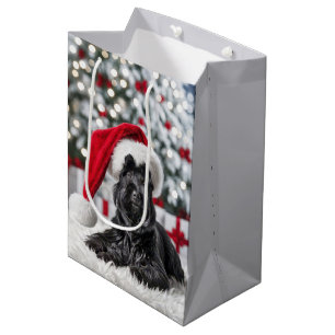 Christmas Scottish Terrier On White Rug Medium Gift Bag