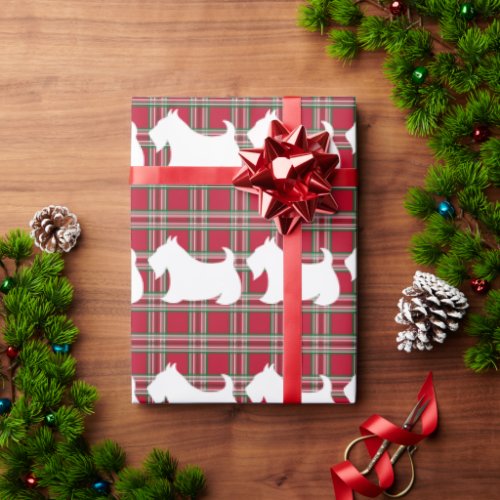 Christmas Scottish Terrier Plaid Wrapping Paper