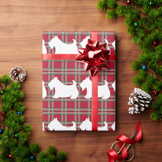 Christmas Scottish Terrier Plaid Wrapping Paper (Holiday Gift)